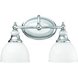 Chrome and Cased Opal Glass 14 1/2 Wide Bathroom Light