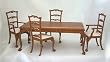Dollhouse Miniature Walnut Dining Room Table and Carver Chairs