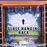 Glass Wine Hanging Rack for Wine Display (Unfinished Redwood) (2 3/8H x 27 11/16W x 12 11/16D)