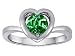 1.50 cttw 925 Sterling Silver Heart Engagement Promise of Love Ring with 7mm Round Simulated Emerald