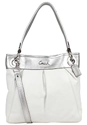 Coach Leather Ashley Convertible Crossbody Hippie Bag 17605 White Silver