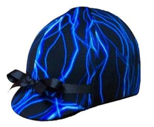 Equestrian Riding Helmet Cover - Blue Lightening