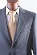 Men`s Superior 150s Single Breasted Two Button Gray Stripe Dress Suit Flat Front