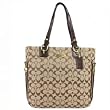 Coach Signature Gallery North South Zip Tote Bag 19388 Khaki Mahogany