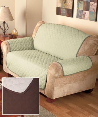 Chocolate/Tan Reversible Quilted Loveseat Cover