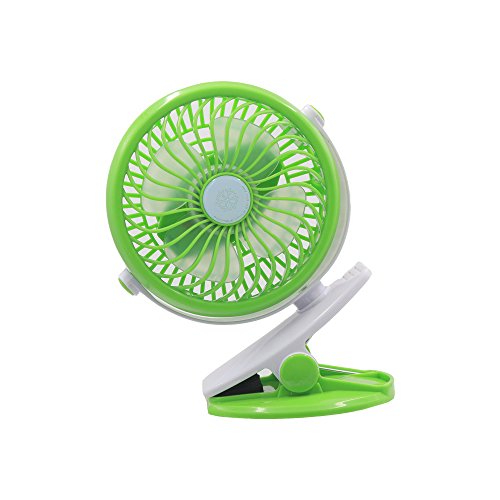 360º Rotation, Clip-on, Mini Portable Battery Fan Personal Handheld USB Desktop Fan for Baby Stroller Home Office Travel Outdoors Camping (Green)