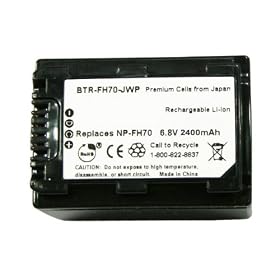 KINAMAX BTR-FH70-J-02 2400mAh NP-FH70 Replacement Battery for Sony DCR-SR300C, DCR-SR42, DCR-SR42A, DCR-SR62, DCR-SR65, DCR-SR82, DCR-SR82C, DCR-SR85