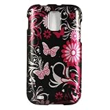Pink Butterflies Black Protector Case for Samsung Galaxy S II (T-Mobile) T9 ....