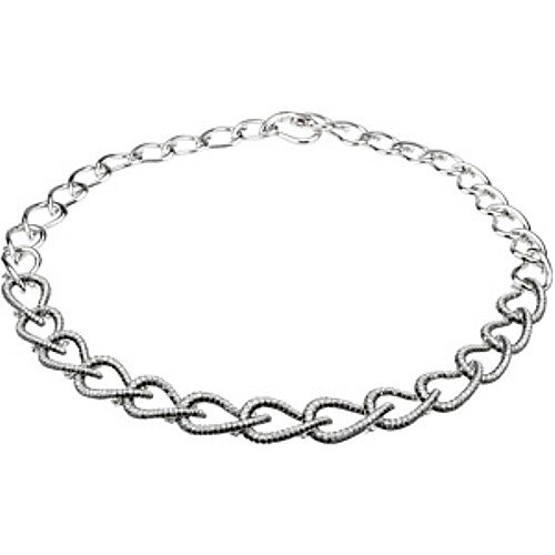 14K White Gold Black and White Diamond Necklace 