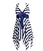 BIKMAN Navy Blue White Stripes Swim Dress Plus Size Swimwear One Piece Swimsuit