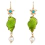Tagliamonte - 14k Yellow Gold Lime Green Seashell, Turquoise and Freshwater Cultured Pearl Dangle Earrings