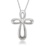 14k White Gold Princess-cut Diamond Accent Cross Pendant Necklace (H-I, I1-I2)
