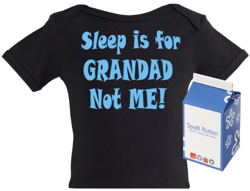 Spoilt Rotten - Sleep Is For Grandad T-shirt bébé très mode, 100 % coton bio : Taille 18-24 mois, NOIR + jolie boîte cadeau en forme de brique de lait
