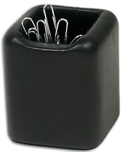 Black Leather Paper Clip Holder
