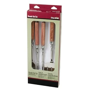 Char-Broil 4185363 Rosado 3-Piece Stainless-Steel Barbecue Tool Set by Char-broil