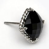Women's Sterling Silver Black Spinel Gemstone Cushion Earrings