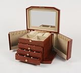 Red Star Roma Deluxe Cherry Finish Jewelry Box