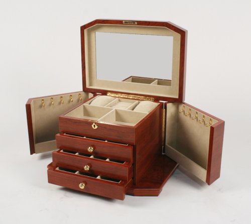 Red Star Roma Deluxe Cherry Finish Jewelry Box