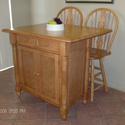 Sunset Selections Drop Leaf Island Finish: Antique Black / Cherry