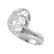Sterling Silver Free Form Three Stone CZ Ring
