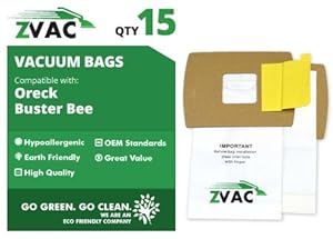 15 Oreck PKBB12DW Compact Canister (Buster B) Vacuum Bags By ZVac