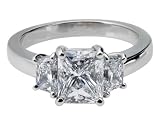 Platinum Radiant Cut 3-Stone Diamond Ring (GIA Certified 2.05 ct center, 2.79 cttw, E Color, VS1 Clarity), Size 6