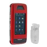 LG VX10000 Voyager Cell Phone Accessory Bundle - Solid Red Snap On Crystal Case with Belt Clip + Premium Clear Reusable LCD Screen Protector with Lint Cleaning Cloth By Ikross