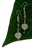 Rose Quartz Hearts Earrings Adorned with Triple Beautiful Jade Beads Made with Pink Cord