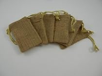 6 Burlap/jute Drawstring Pouches Measuring 3 By 5