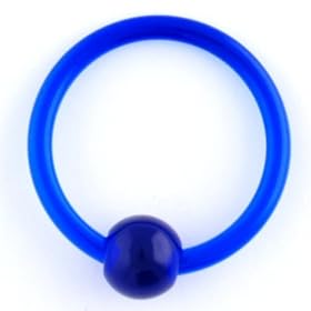 One Acrylic Captive Bead Ring: 10g 1/2" UV Blue