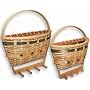 Rustic Hand-Crafted Mail & Key Holder Baskets with Pegs & Pine Trees 2-pc Set in 2 Sizes