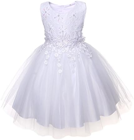 NEW Kid Flower Girl Pageant Wedding Party Birthday Fancy Dress White SZ 4-9 Z633 (26(suitable for 5-6 years))