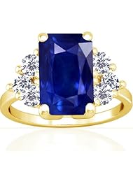 18K Yellow Gold Emerald Cut Blue Sapphire Fana Designer Ring (GIA Certificate)