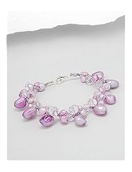 Pink (Dyed) Japanese silk cord Fresh Water Pearls Bracelet In Zinc