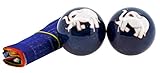 Blue Elephants Chinese Metal Health Exercise Stress Balls, 1.65 Inches, Free Tibetan Prayer Flags