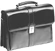 Mancini Black Leather Triple Compartment Briefcase/front Organizer
