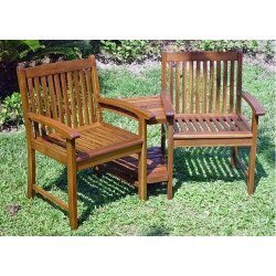 Conversation Chairs for Outdoors (Acacia) (35H x 62.25W x 23.5D)