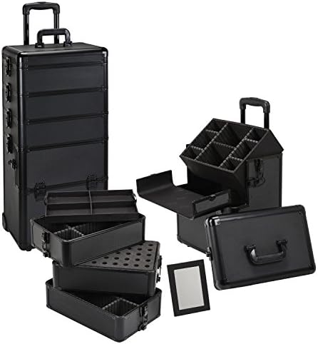 Seya 4 in 1 Rolling Makeup Case w/ Removable Tiers and Adjustable Dividers