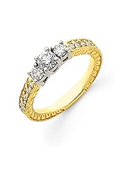 Ann Harrington Jewelry 14k 2-tone 1/2 Ct Tw Antique Style 3 Stone Diamond Ring