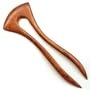 "Ursula" Style Hair Fork Natural Exotic African Bubinga Wood, 5 inch prong