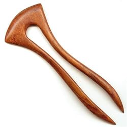 "Ursula" Style Hair Fork Natural Exotic African Bubinga Wood