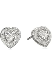 Sterling Silver Diamond Heart Stud Earrings (0.008cttw)