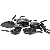 T-fal C111SC Signature Nonstick Thermo-Spot Heat Indicator Cookware Set, 12-Piece, Black