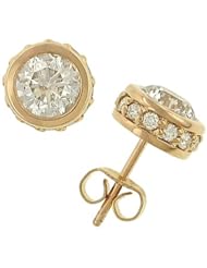 2 Round Bezel Set Diamond Er w Pave Accent(2.34cttw)