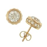 2 Round Bezel Set Diamond Er w Pave Accent(2.34cttw)