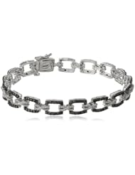 Sterling Silver Black and White Diamond Bracelet (1 Cttw, I-J Color, I2-I3 Clarity), 7.25"