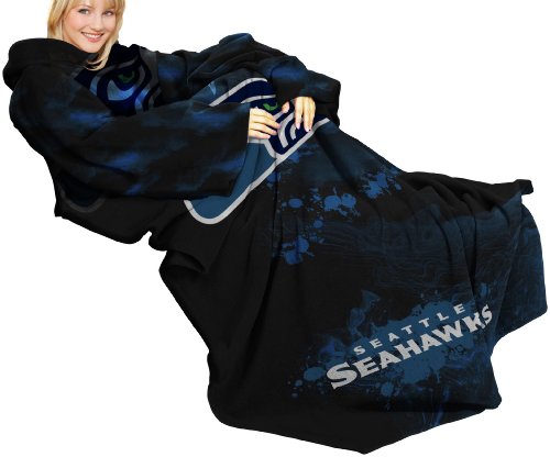 NFL Seattle Seahawks Adult Comfy Throw, Officially Licensed Blanket with Sleeves by Northwest, 