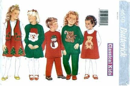 Butterick 4650 Children's Christmas Dress, Top, Jumper, Vest, Skirt & Pants, Sizes 2, 3, 4, 5