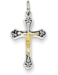 Sterling Silver Vermeil Crucifix Charm. Metal Wt- 0.87g