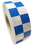 LizardTape 2"in. x 150'ft. Industrial Reflective Multi Color Grid Design Hazard Warning Caution Safety Conspicuity Tape - Color White/Blue